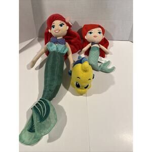 Disney The Little Mermaid Princess Ariel 21" Plush, 10” Plush Disney, Flounder